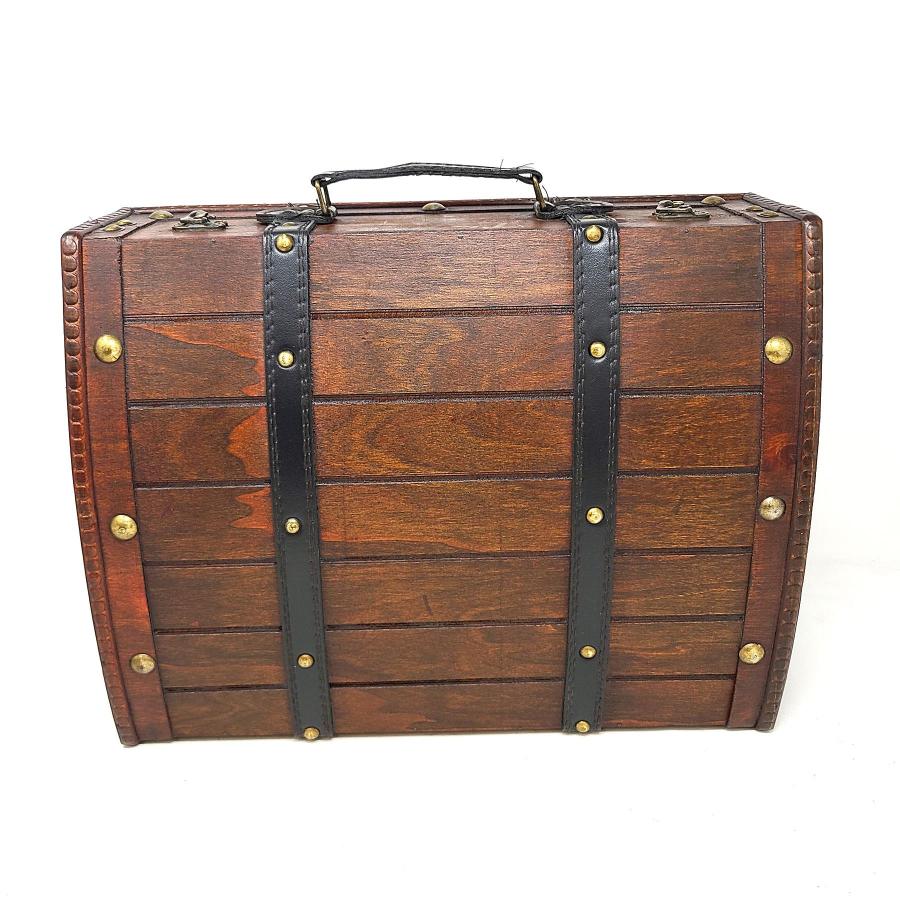 Antique Wooden Travel Suitcase Storage Box – Rosewood Finish