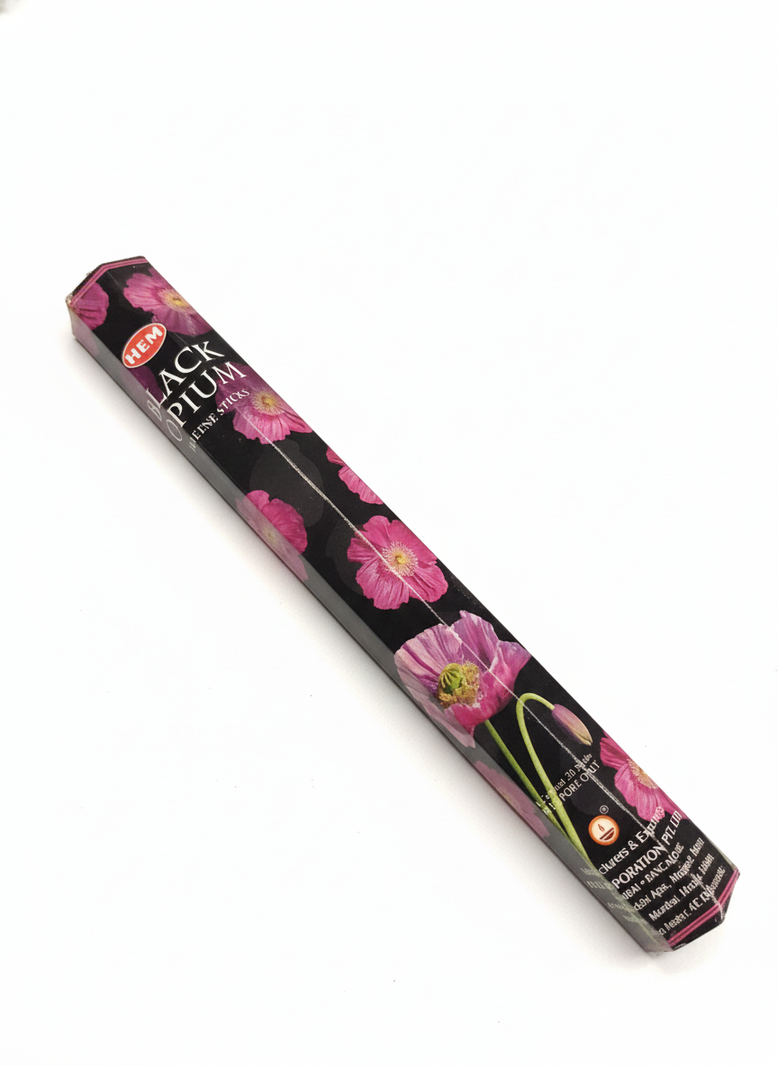 HEM Black Opium incense sticks.