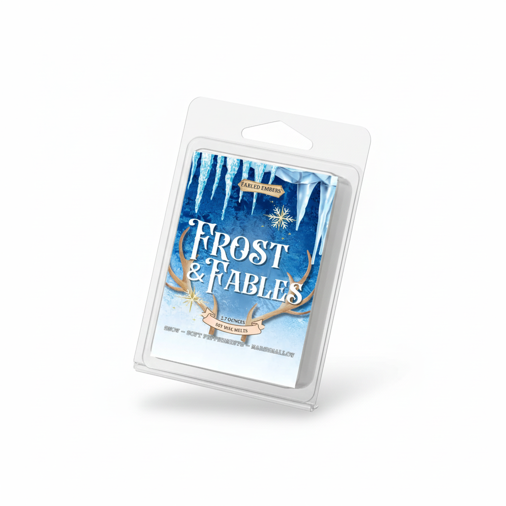Packaged product with 'Frost & Fables' branding on a white background
