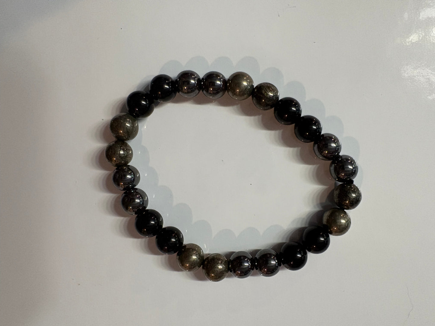 Obsidian-Hematite-Pyrite Bracelet – Protection, Grounding and Abundance