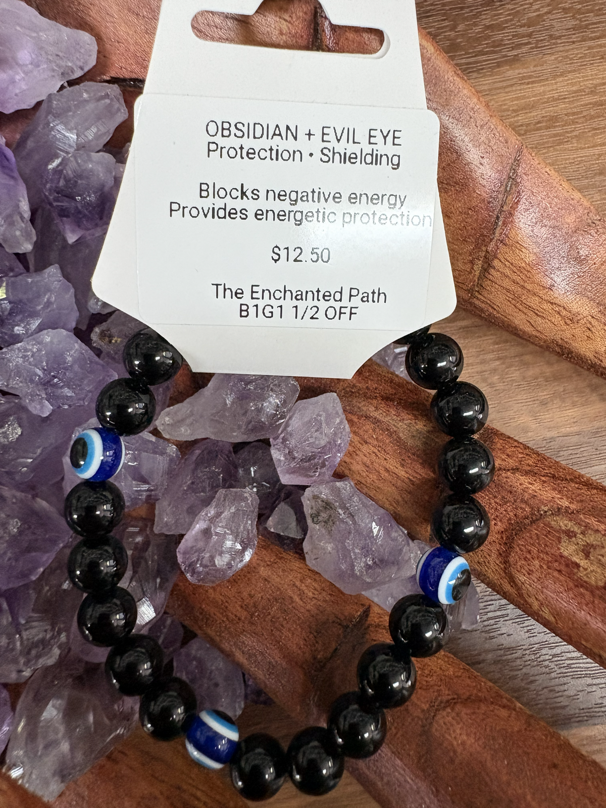 Obsidian Evil Eye Bracelet 8mm