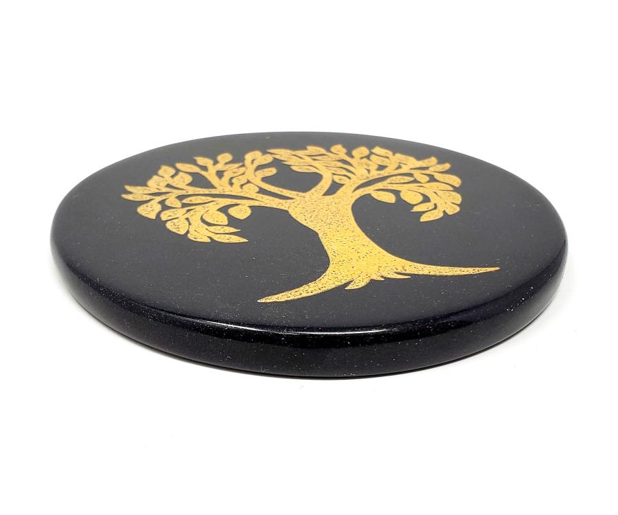 Black Agate Altar Tile - Tree of Life 3"
