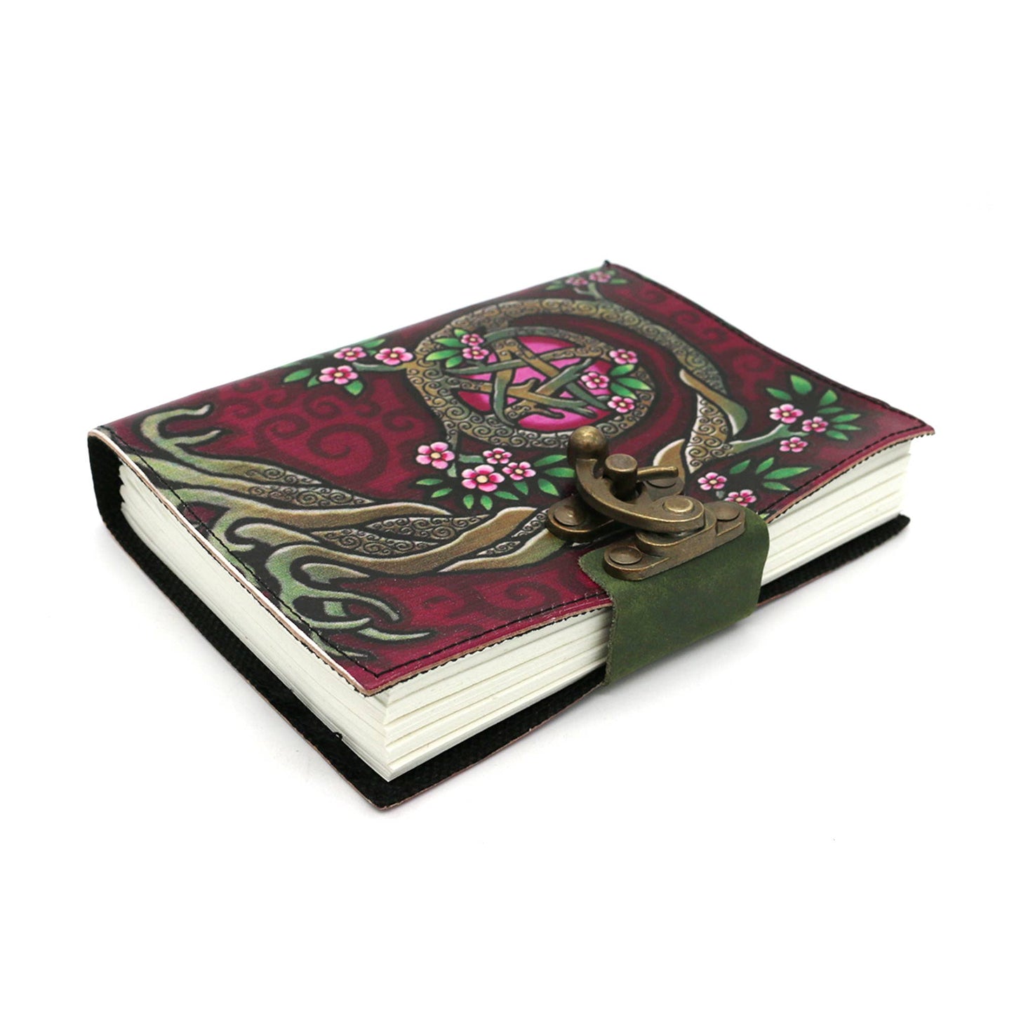 Blank Leather Journal - Embossed Pink Pentacle (5 x 7 in.)