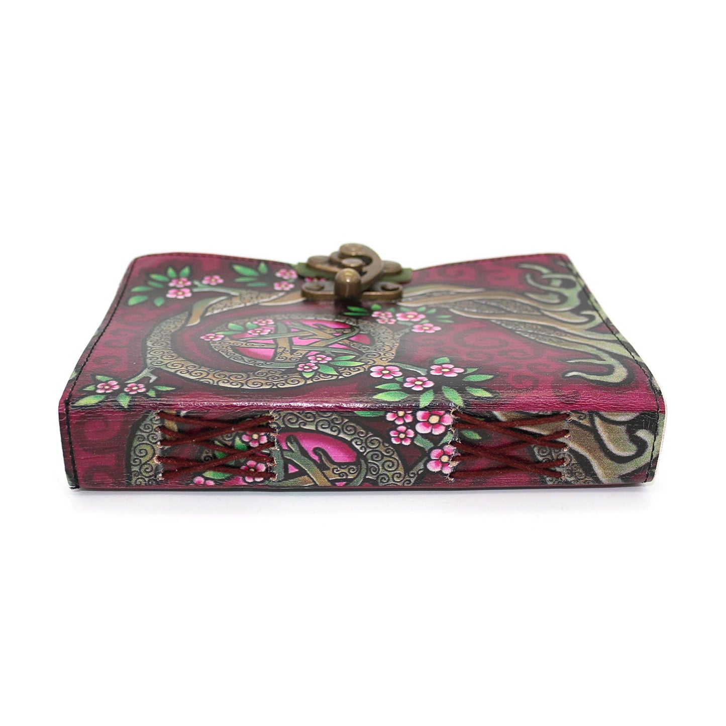 Blank Leather Journal - Embossed Pink Pentacle (5 x 7 in.)