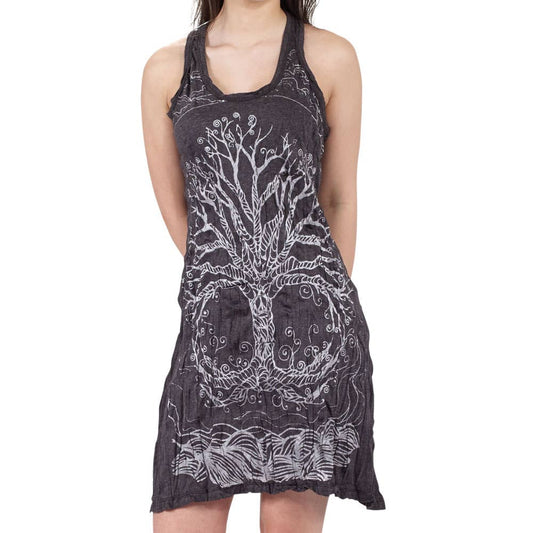TREE OF LIFE TANK DRESS: GREEN / LARGE