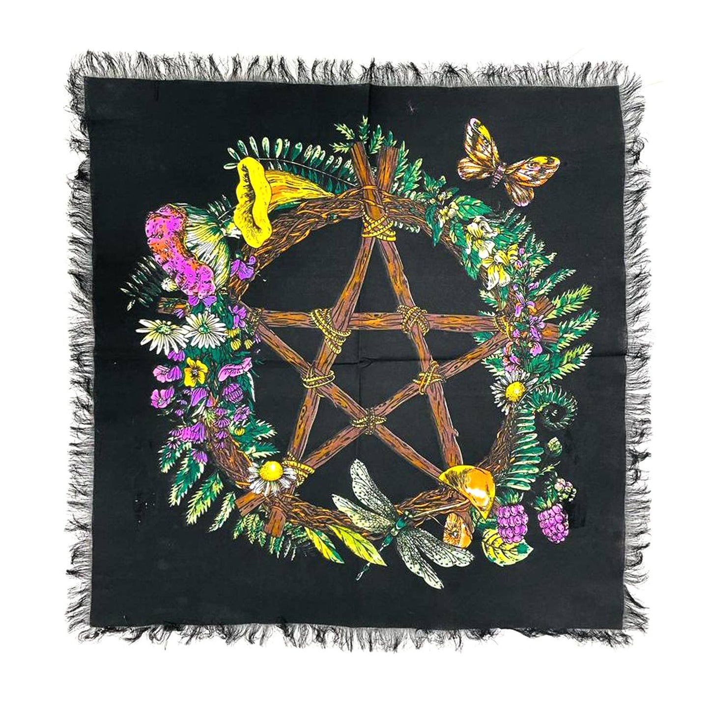 Altar Cloth - Floral Pentagram (18 x 18 in.)