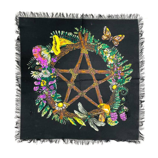 Altar Cloth - Floral Pentagram (18 x 18 in.)