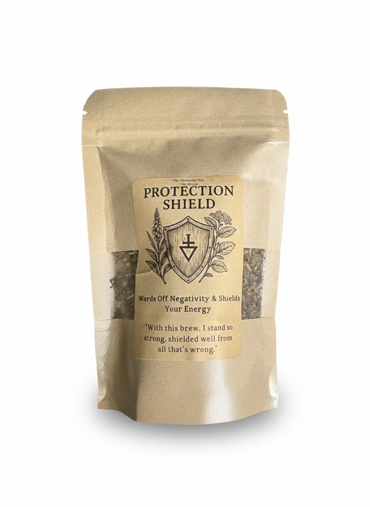 Kraft paper packaging of 'Protection Shield' with text and graphics on a white background