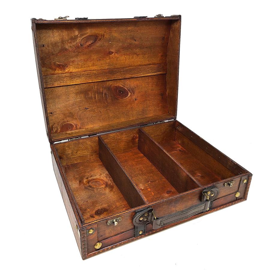 Antique Wooden Travel Suitcase Storage Box – Rosewood Finish