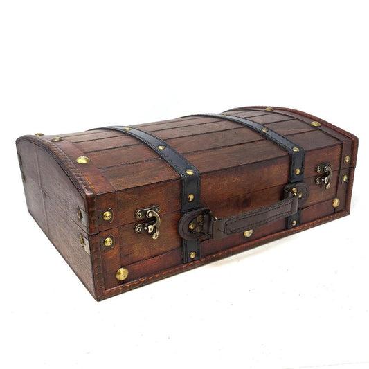 Antique Wooden Travel Suitcase Storage Box – Rosewood Finish