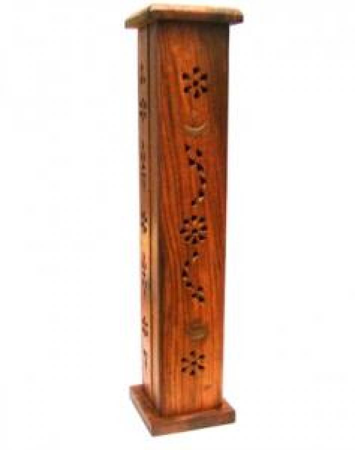 Moon & Star Tower Burner Wood 12"