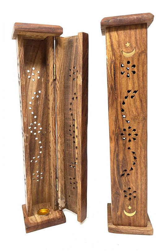 Moon & Star Tower Burner Wood 12"