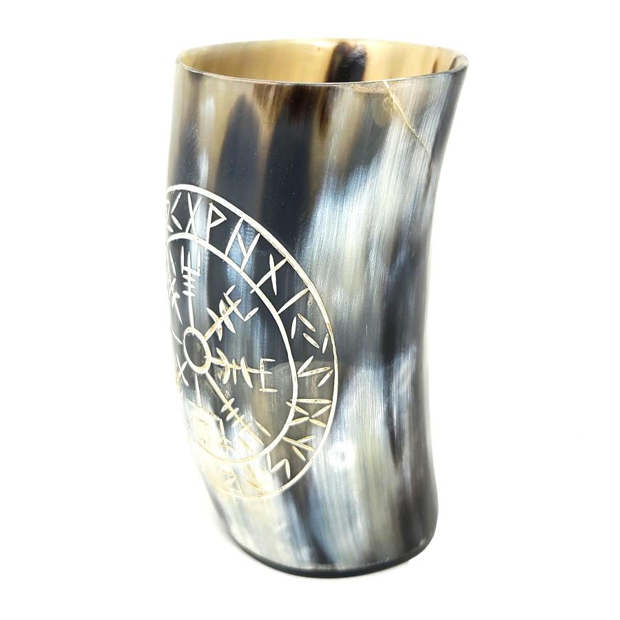 Norse Viking Compass Buffalo Horn Drinking Cup