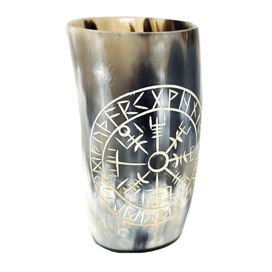 Norse Viking Compass Buffalo Horn Drinking Cup