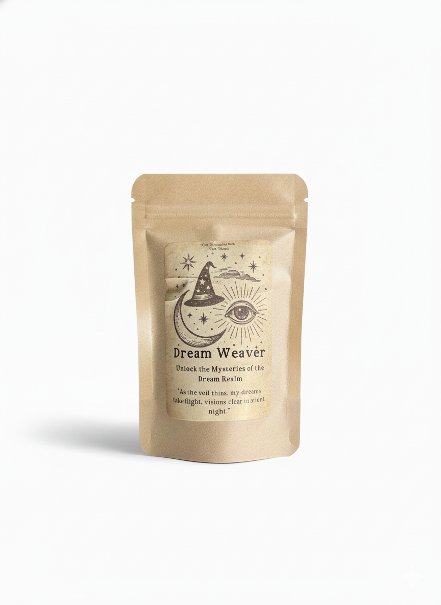 Beige packaging labeled 'Dream Weaver' on a white background