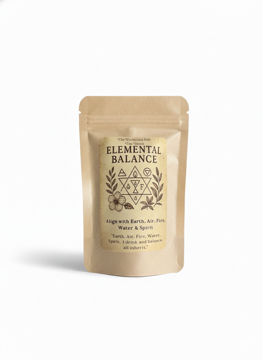 Beige packaging with 'Elemental Balance' text and design on a white background
