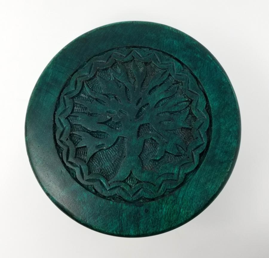 Tree of Life Small Wood Altar Table – 6" Round