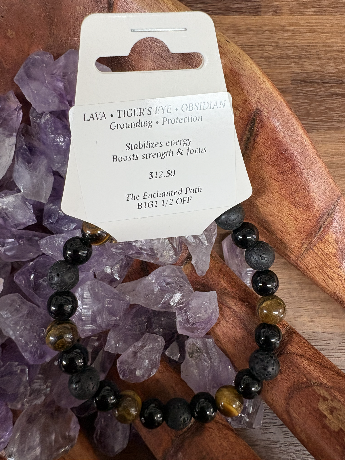 Lavastone Tigers Eye Obsidian Bracelet 8mm