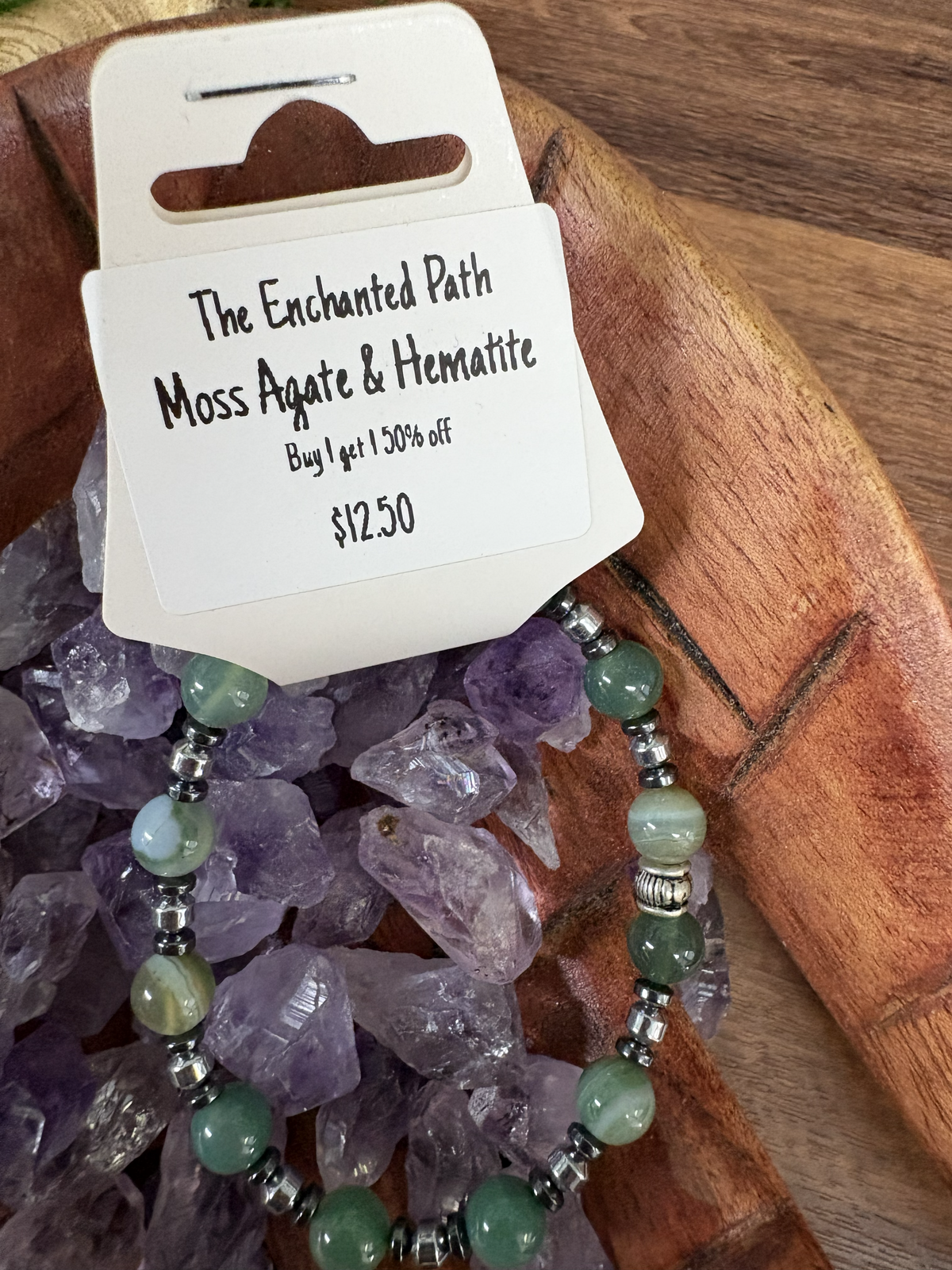 Moss Agate Hematite Bracelet