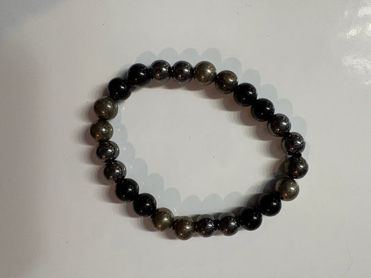 Obsidian-Hematite-Pyrite Bracelet – Protection, Grounding and Abundance