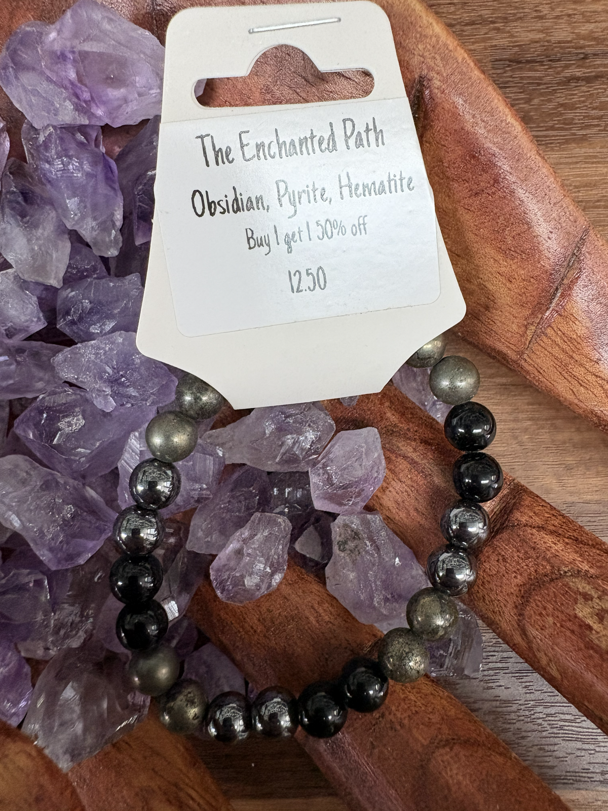 Obsidian Pyrite Hematite Bracelet 8mm