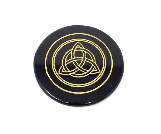Black Agate Altar Tile - Triquetra 3"