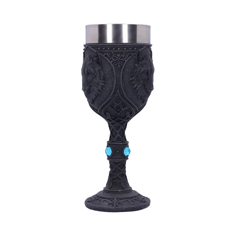 Night Wolf Goblet | Black Gothic Wolf Chalice with Stainless Steel Insert