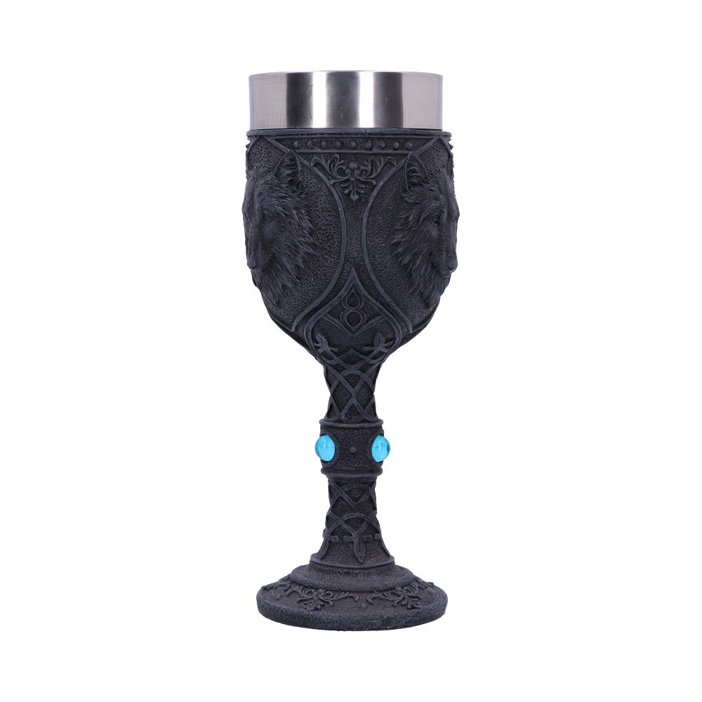 Night Wolf Goblet | Black Gothic Wolf Chalice with Stainless Steel Insert