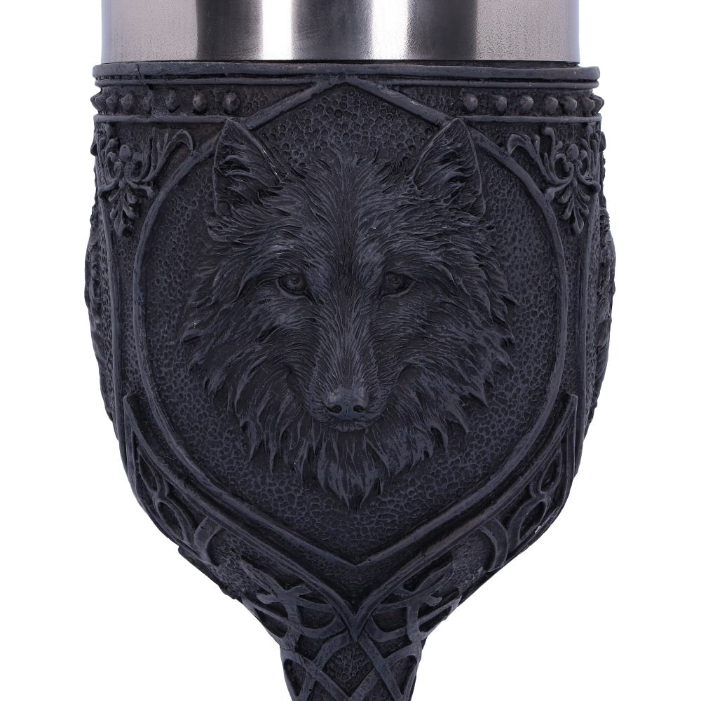 Night Wolf Goblet | Black Gothic Wolf Chalice with Stainless Steel Insert