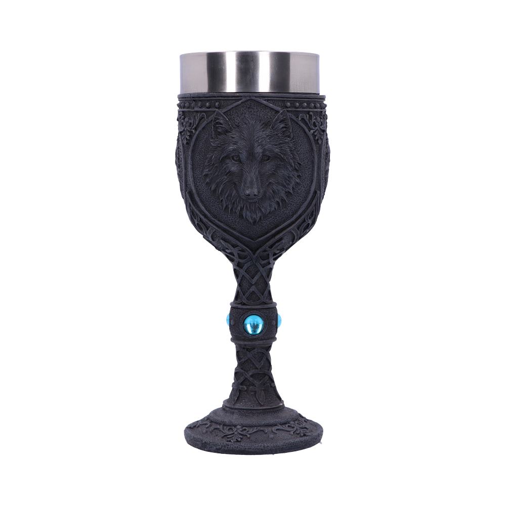 Night Wolf Goblet | Black Gothic Wolf Chalice with Stainless Steel Insert