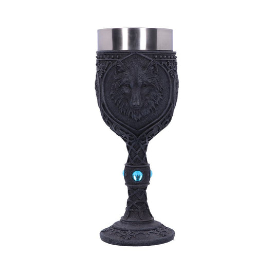 Night Wolf Goblet | Black Gothic Wolf Chalice with Stainless Steel Insert