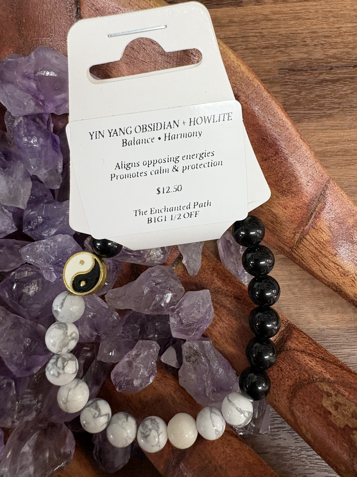 Yingyang Obsidian Howlite Bracelet 8mm