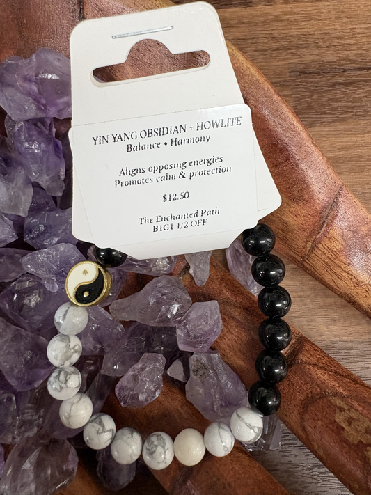 Yingyang Obsidian Howlite Bracelet 8mm